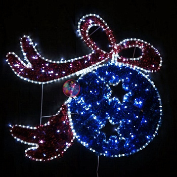 Пушистая светодиодная фигура "Игрушка елочная", 123*105см