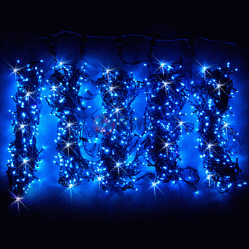 Гирлянда на деревья, 5 нитей по 20 м, с трансф, синий, мерцающий