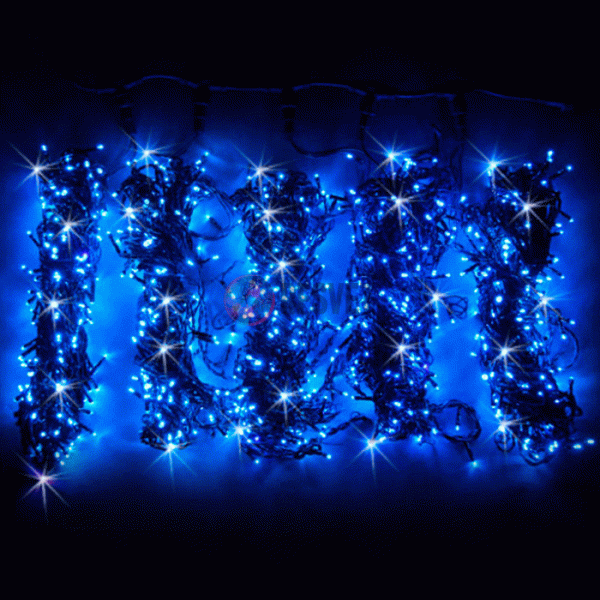 Гирлянда на деревья, 5 нитей по 20 м, с трансф, синий, мерцающий