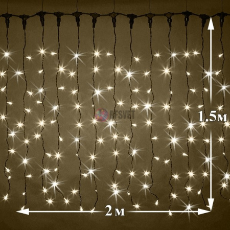 Светодиодный дождь (LED Плей Лайт), 2*1.5 м, теплый белый, мерцающий