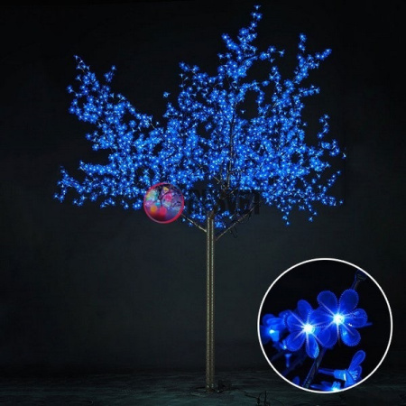 Световое дерево «Сакура», диаметр 2.0 м, высота 2.5 м, 1728 лепестков, синее