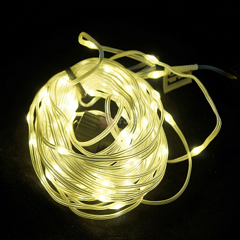Гирдянда-нить, светодиодная, 24в, цвет теплый белый