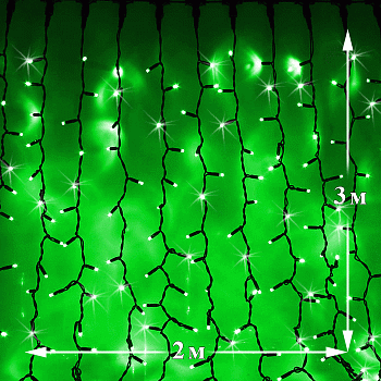 Светодиодный дождь (LED Плей Лайт), 2*3 м, зеленый, мерцающий