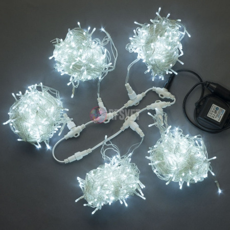 Гирлянда на деревья, 5 нитей по 20 м,  белый FLASH