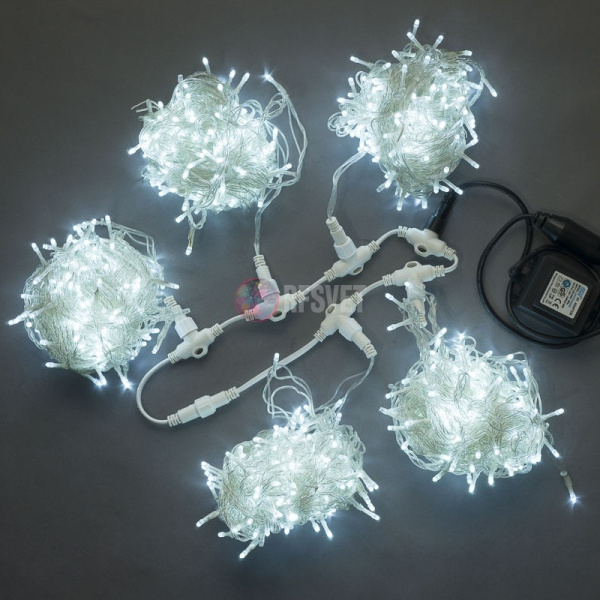 Гирлянда на деревья, 5 нитей по 20 м,  белый FLASH