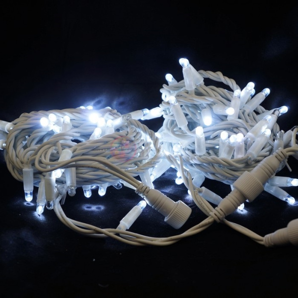 Гирлянда-нить LED Стринг Лайт мерцающая, 10м, белая, влагозащищенная Гирлянда-нить LED Стринг Лайт мерцающая, 10м, белая, влагозащищенная