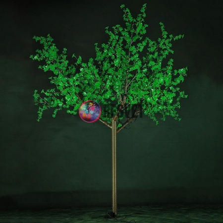 Световое дерево «Сакура», диаметр 2.0 м, высота 2.5 м, 1728 лепестков, зеленое