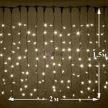 Световой дождь (LED Плей Лайт), IP65 каучук, 2*1.5м, теплый белый