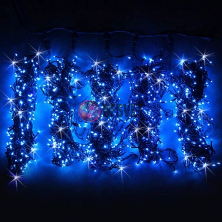 Гирлянда на деревья, 5 нитей по 20 м, с трансф, синий, мерцающий
