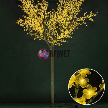 Световое дерево «Сакура», диаметр 3.0 м, высота 3.6 м, 2688 лепестков, желтое
