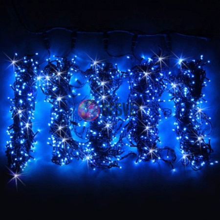 Гирлянда на деревья, 5 нитей по 20 м, с трансф, синий, мерцающий