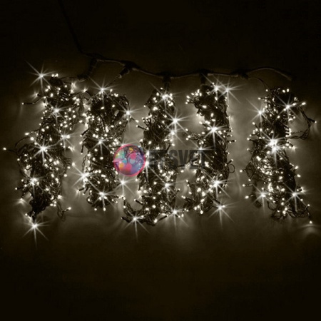 Гирлянда на деревья, 5 нитей по 20 м, с трансф, теплый белый, мерцающий