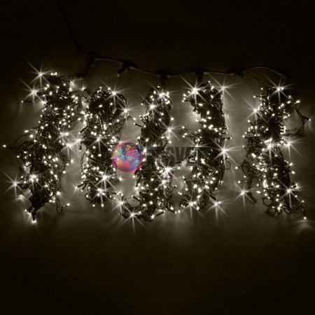 Гирлянда на деревья, 5 нитей по 20 м, с трансф, теплый белый, мерцающий