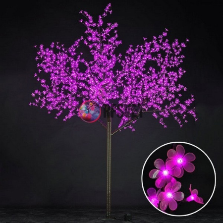 Световое дерево «Сакура», диаметр 2.0 м, высота 2.5 м, 1728 лепестков, розовое