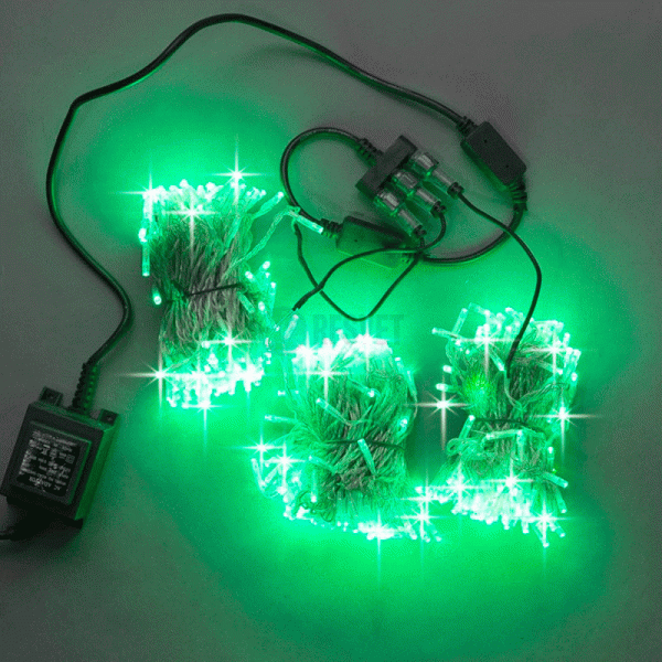 Гирлянда на деревья, 3 нити по 20 м,  зеленый FLASH