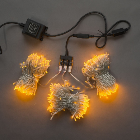 Гирлянда на деревья, 3 нити по 20 м,  желтый FLASH